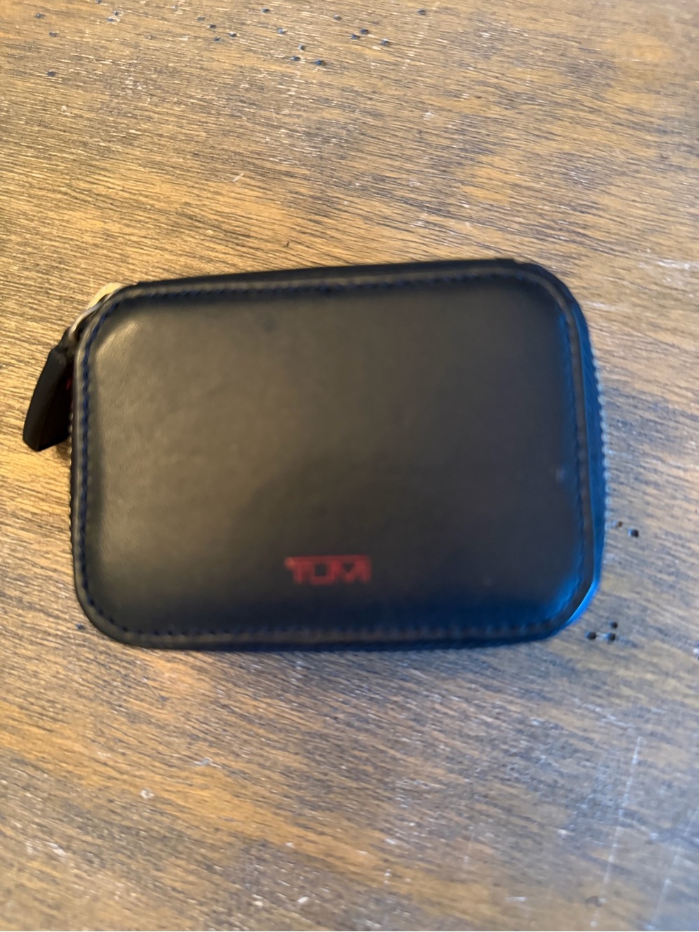 Tumi Black Leather Zip Pouch Jewelry Case